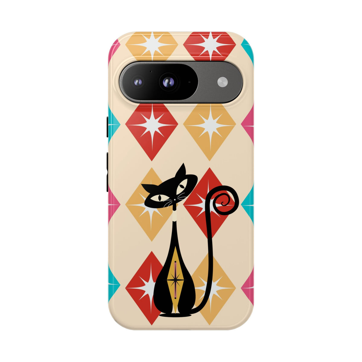 Mid Century Modern Atomic Cat, Atomic 50s Diamonds Retro Phone Tough Cases