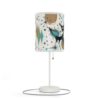Mid Century Modern Table Lamp, Atomic Kitschy Cats, Starbursts Boomerang Themed Table Lamp - Mid Century Modern Gal