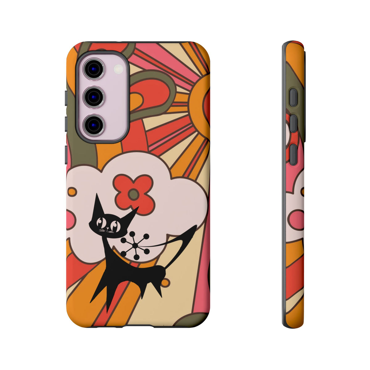 Atomic Cat, Retro Sunburst, Groovy Mod Smart Phone Tough Phone Cases - Mid Century Modern Gal