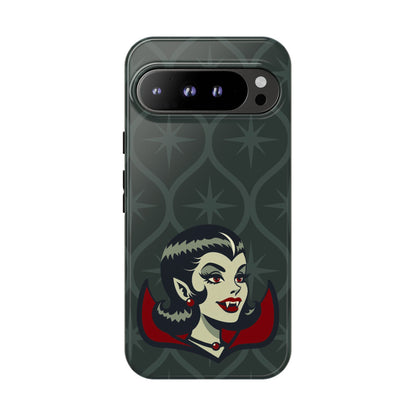 Vampire Dracula Girl Halloween Goth Horror Buff MCM Green Tough Phone Case