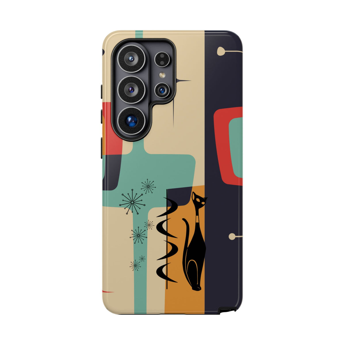 Mid Century Modern, Geometric, Atomic Cat Groovy Smart Phones Tough Phone Cases
