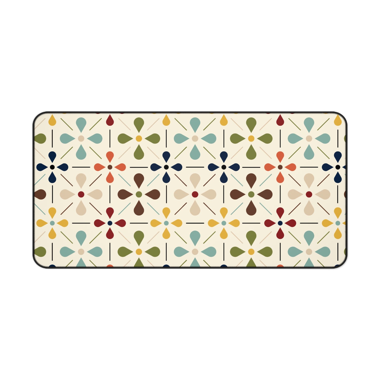 Mid Century Modern Scandinavian Flower, Mod Multi Color Desk Mat