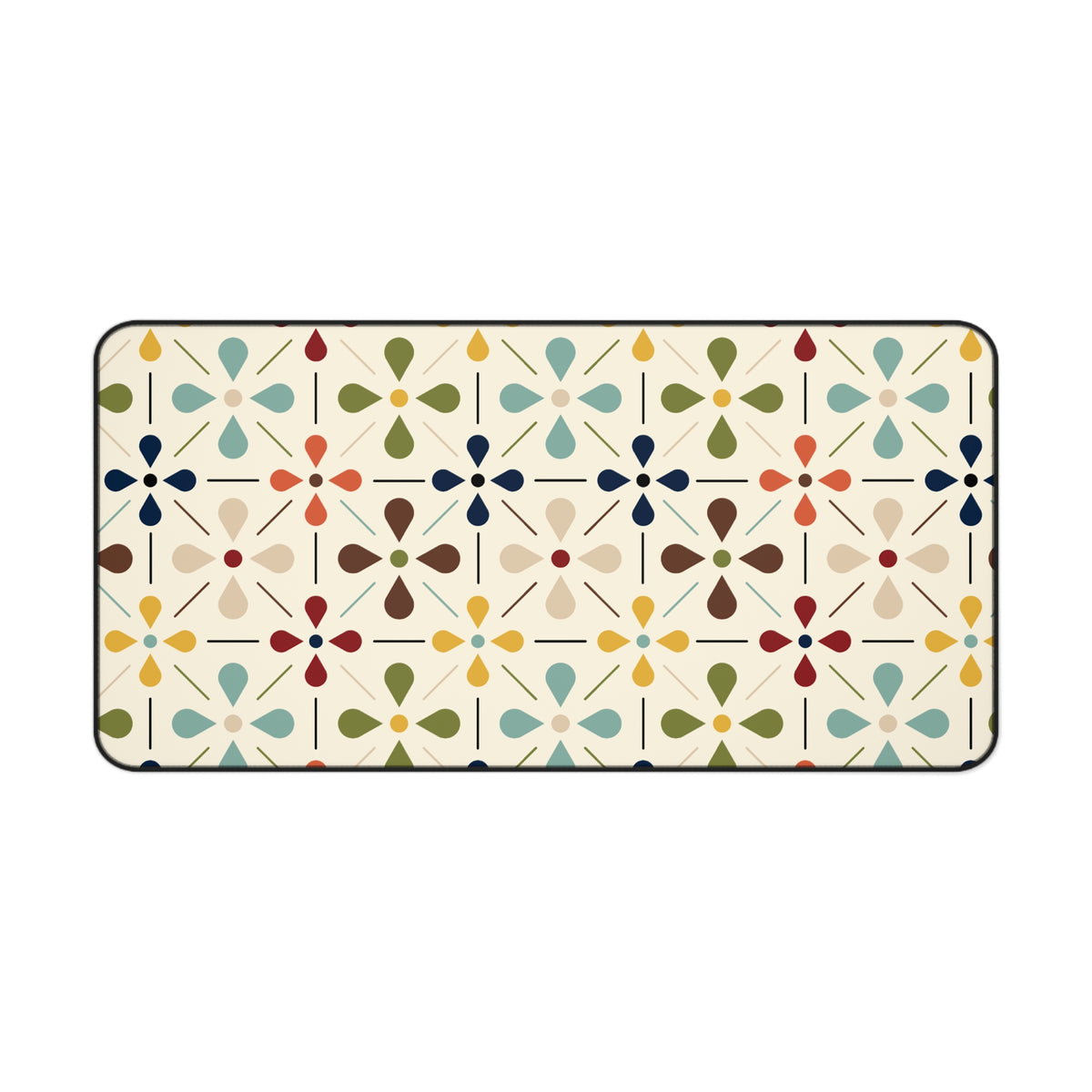 Mid Century Modern Scandinavian Flower, Mod Multi Color Desk Mat - Mid Century Modern Gal