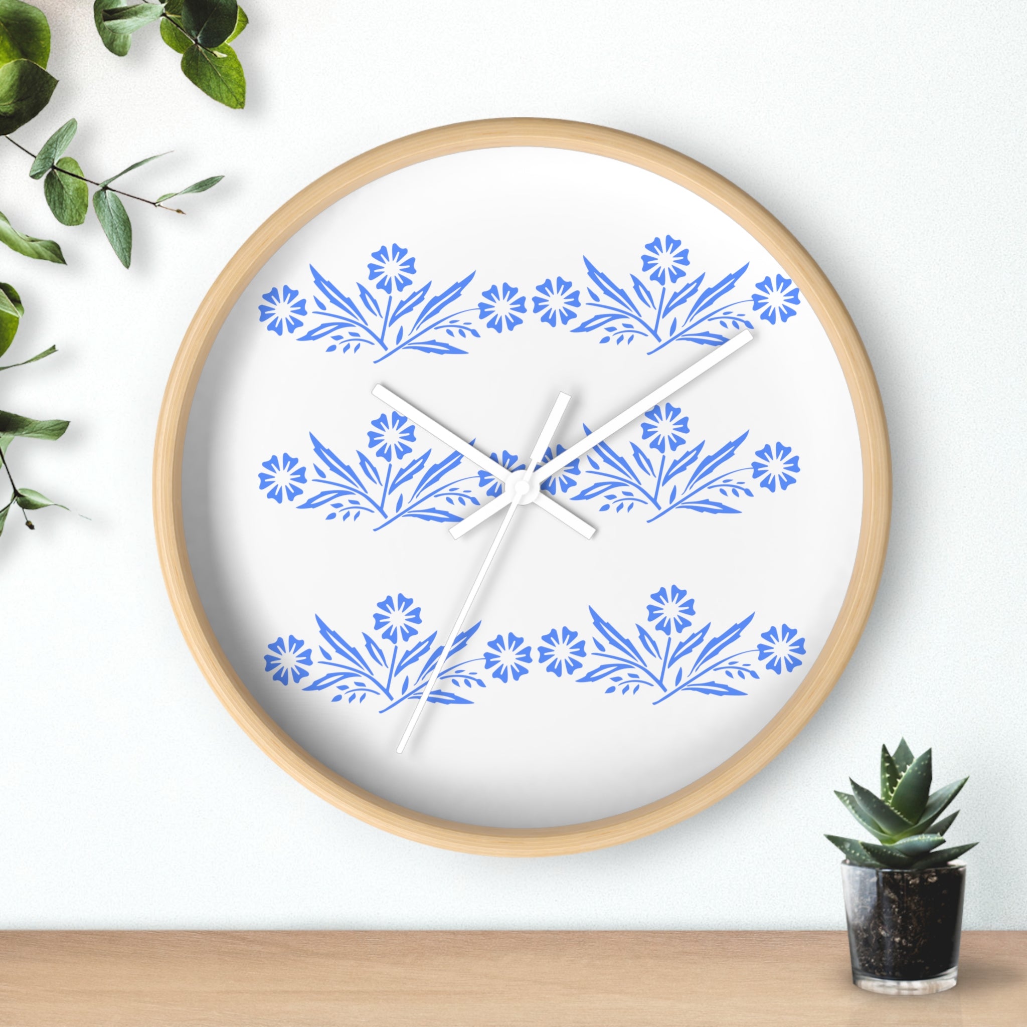 Blue Cornflower Corningware Inspired Kitschy Kitchen Wall Clock