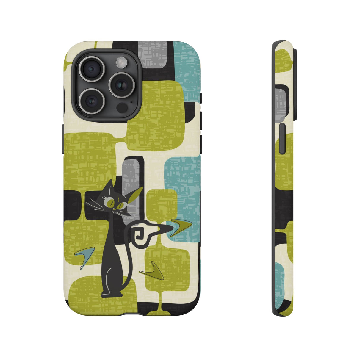 Mid Century Modern Geometric Kitschy Cat, Boomerang Retro Smart Phone Tough Cases