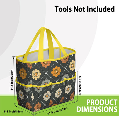 Scandinavian Floral, Mustard Yellow, Gray Mid Century Modern Garden Tool Bag