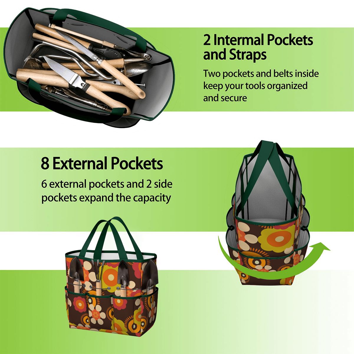 Retro Flower Power 70s Garden Tool Bag