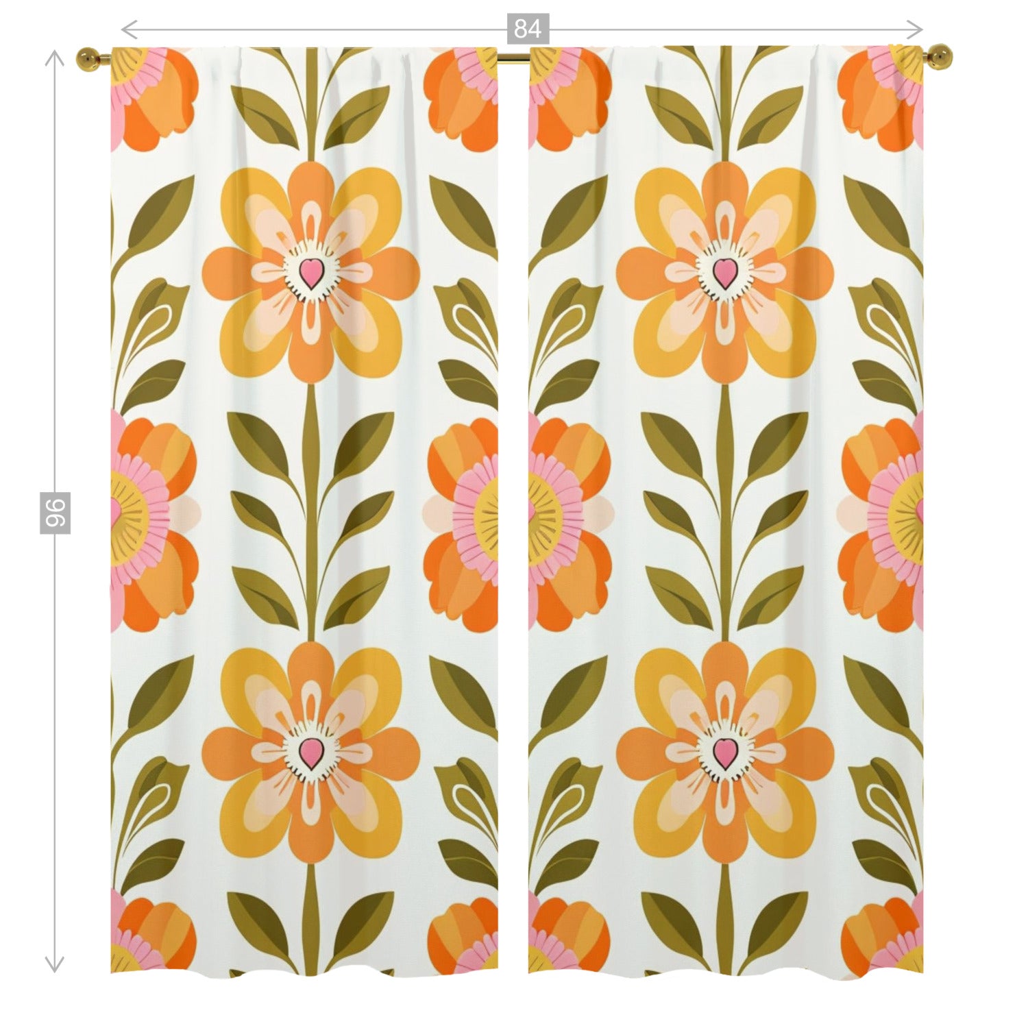 Scandinavian Mid Century Modern Pretty Floral Modern Danish Window Curtains (two panels) - Mid Century Modern Gal
