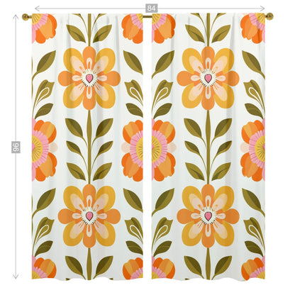Scandinavian Mid Century Modern Pretty Floral Modern Danish Window Curtains (two panels) - Mid Century Modern Gal