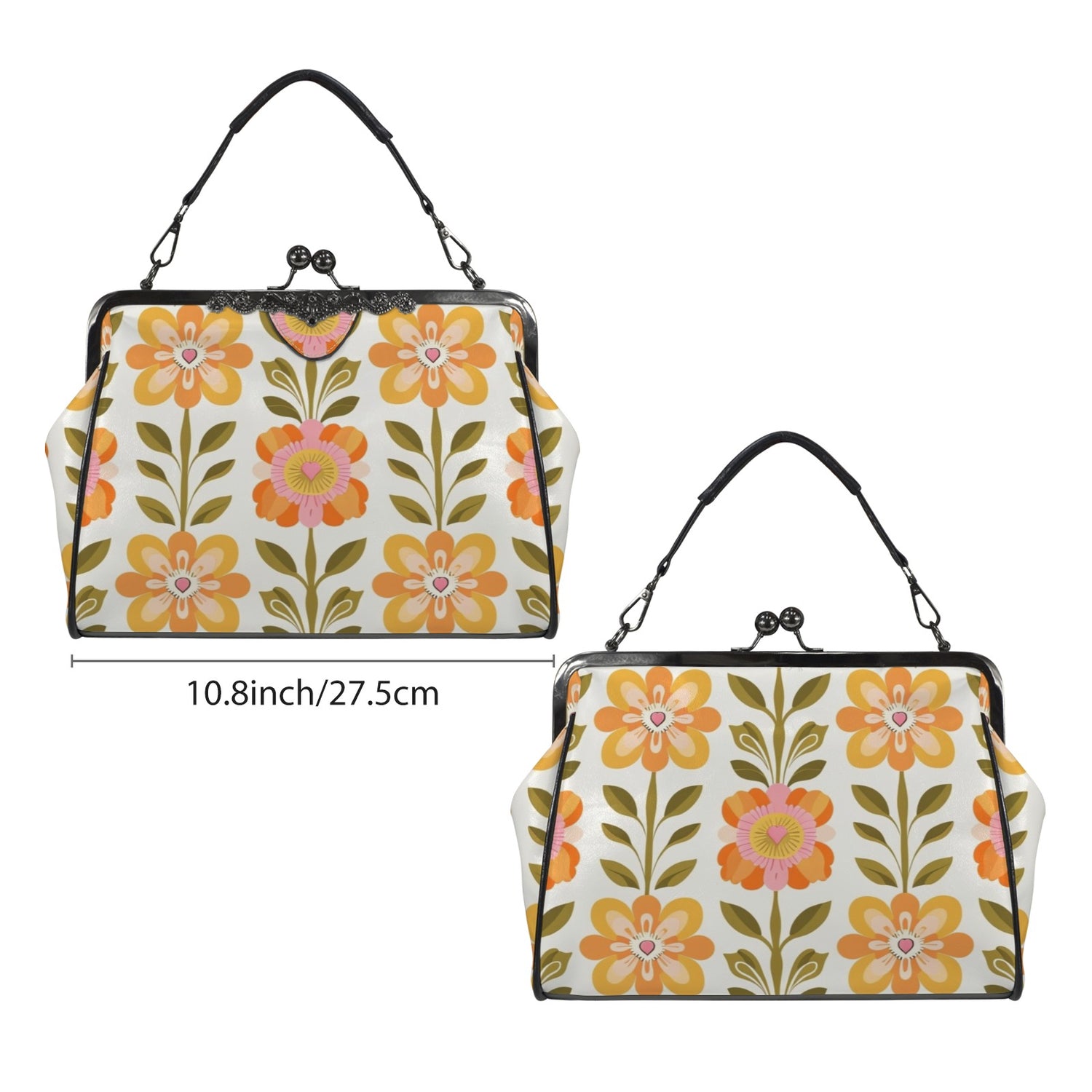 Scandinavian Modern Floral Mid Century Modern Kisslock Crossbody Purse - Mid Century Modern Gal