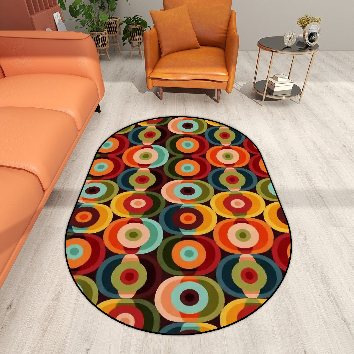 Mid Century Modern Space Orbs, Groovy 70s Oval Rug - Mid Century Modern Gal