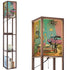 Mid Mod Retro Floor Lamp with Shelves, Adorned With Atomic Kitschy Cats In MCM Livingroom Scene - Mid Century Modern Gal