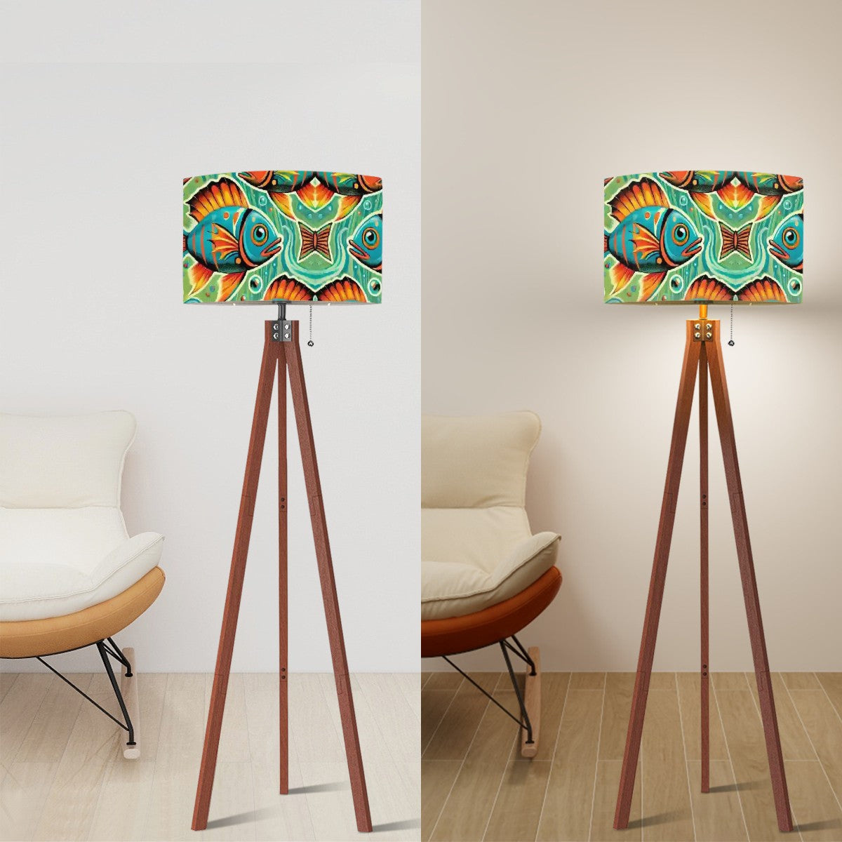 Atomic Fish Decor Tripod Floor Lamp, Mid Century Modern Lighting - Mid Century Modern Gal