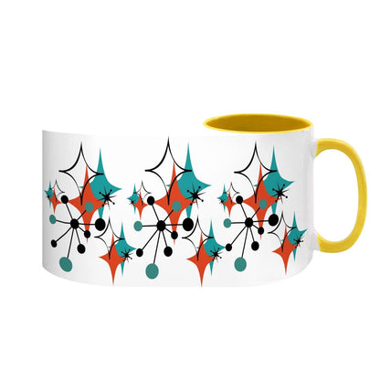 Mid Century Modern Atomic Starburst Sputnik Designed Large Colorful Mug (15oz)