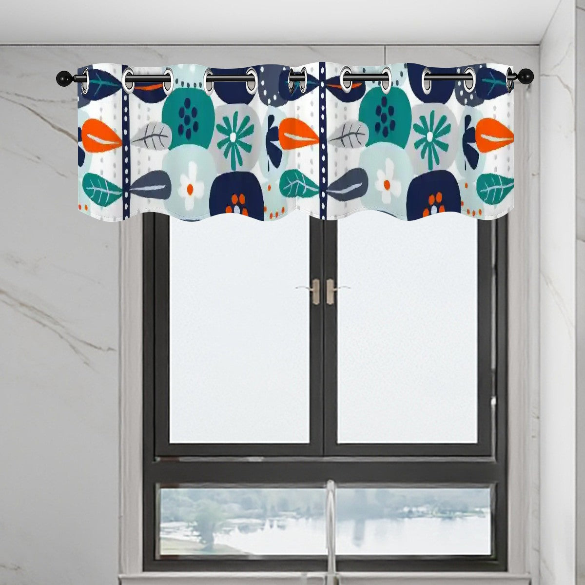 Scandinavian Modern orange Blue Modern Danish Curtain Valances - Mid Century Modern Gal