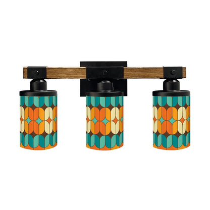 Mid Centruy Modern Geometric Teal Orange, Vanity Light Fixture - Mid Century Modern Gal