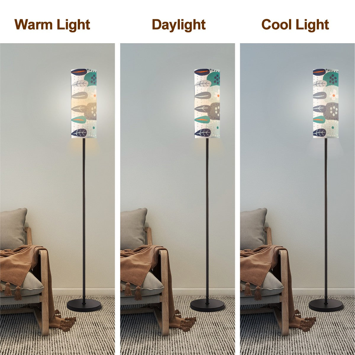 Scandinavian Flora Hygee Nordi Modern Danish Orange Blue Retro Flower Modern Floor Lamp - Mid Century Modern Gal
