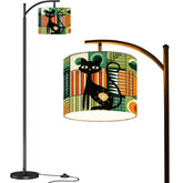 Atomic Cat Mid Century Modern Arc Floor Lamp, Geometric Green, Orange Mid Mod Lighting - Mid Century Modern Gal