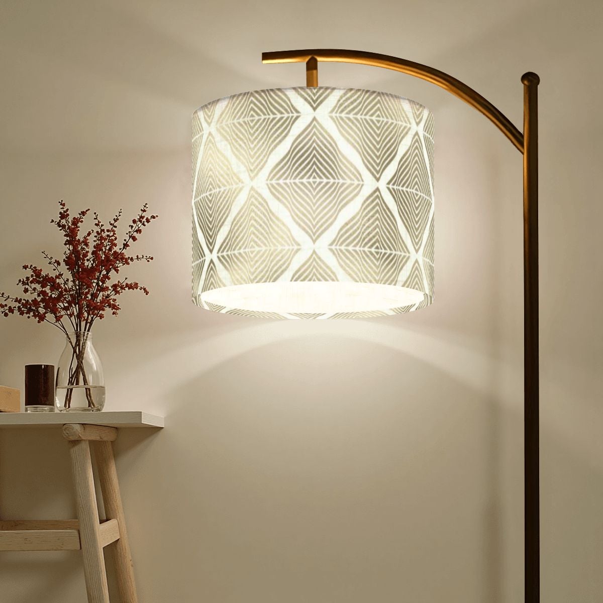 Mid Mod Art Deco Gold Geometric Diamond Designed Modern Lamp SHADE ONLY - For Arc Floor Lamps Only - Mid Century Modern Gal