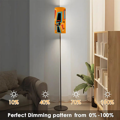 Atomic Cat Mid Mod Geometric Orange MCM Slim Floor Lamp - Mid Century Modern Gal