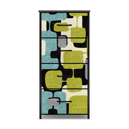 Mid Century Modern Geometric Designed Mod Teal Green 4-Drawer Dresser - Mid Century Modern Gal