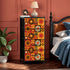 Retro 70s Mod Floral Orange Brown Yellow Mid Mod Hip 4-Drawer Dresser - Mid Century Modern Gal