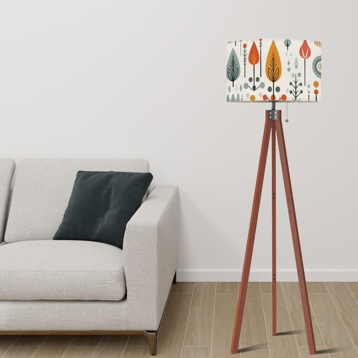 Scandinavian Flower, Mid Century Modern Tripod Floor Lamp