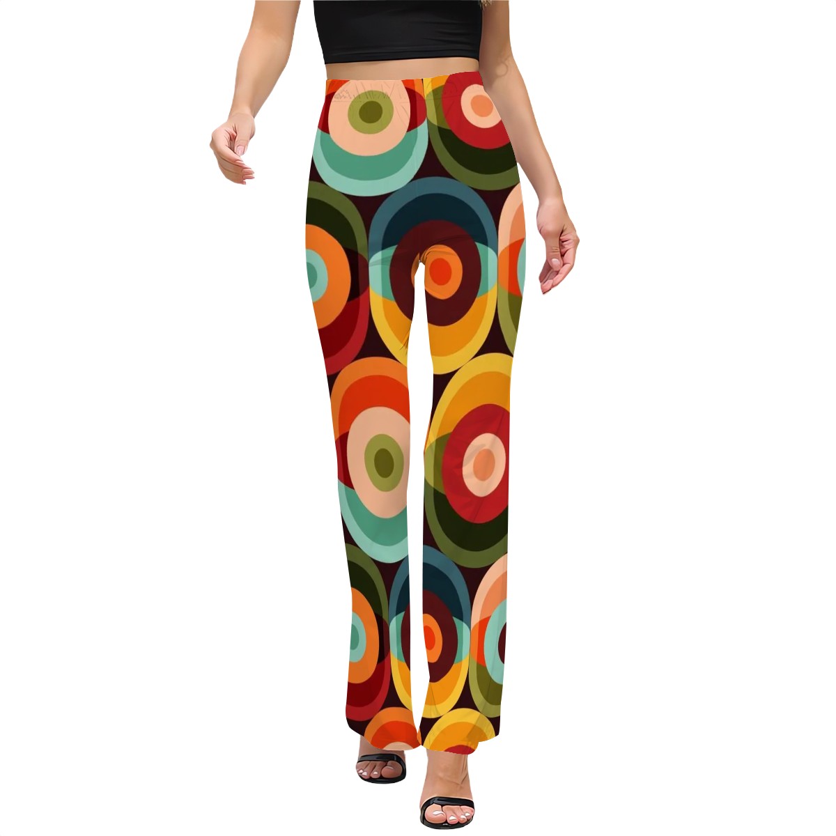 Retro Style Groovy Mid Mod Space Orbs Flared Pants - Mid Century Modern Gal