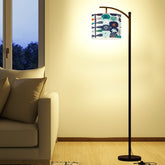 Scandinavian Flora Hygee Nordi Modern Danish Orange Blue Retro Flower Arc MCM Floor Lamp - Mid Century Modern Gal