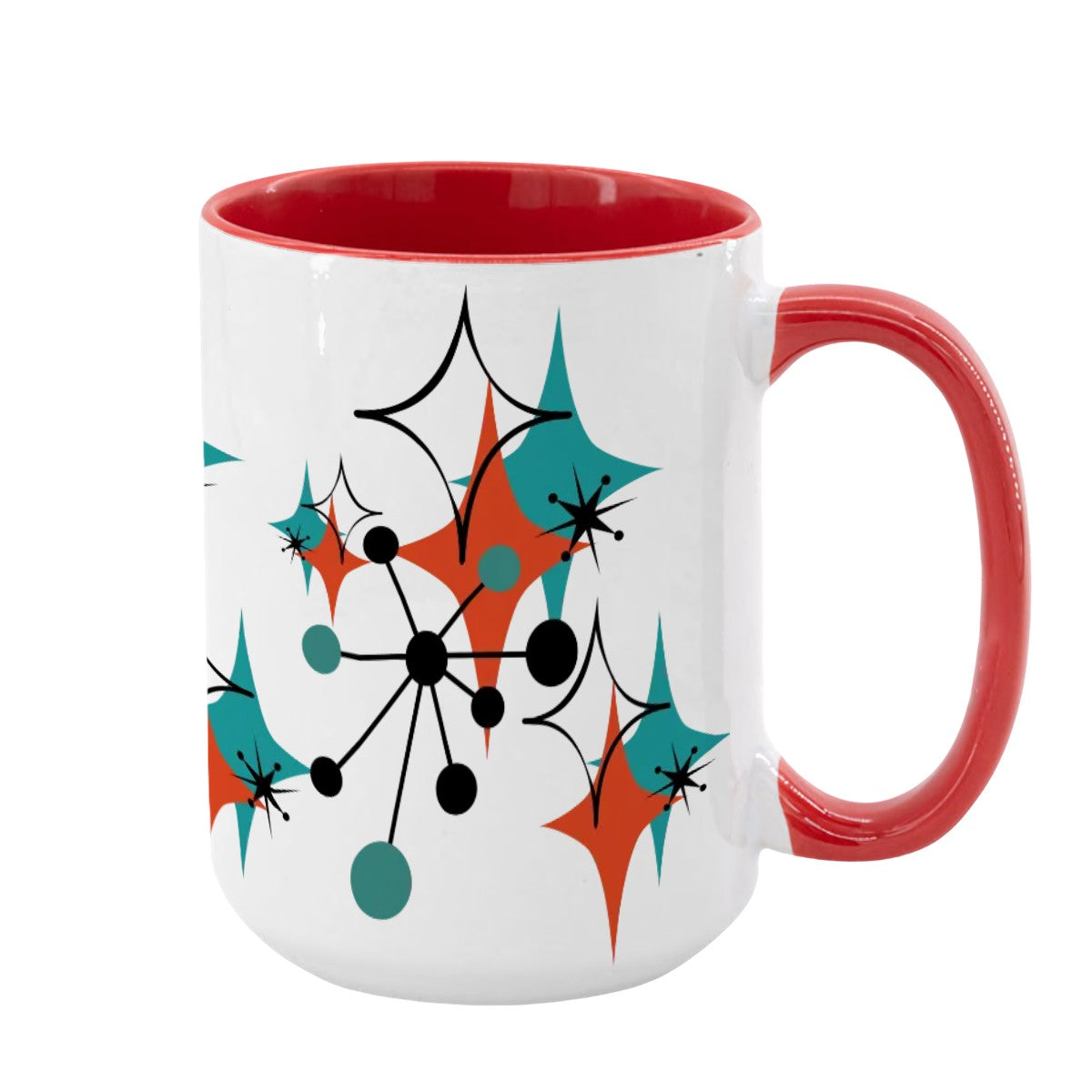 Mid Century Modern Atomic Starburst Sputnik Designed Large Colorful Mug (15oz) - Mid Century Modern Gal