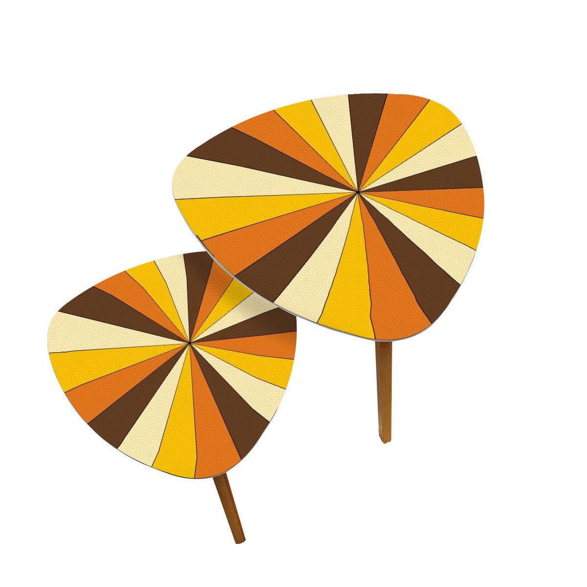 Groovy Retro 70s Vibe Orange, Yellow Brown Mid Mod Nesting Tables - Mid Century Modern Gal