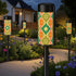 Retro Orange, Green Teal Diamond Starburst Mid Century Modern Garden Outdoor Solar Lights - Mid Century Modern Gal
