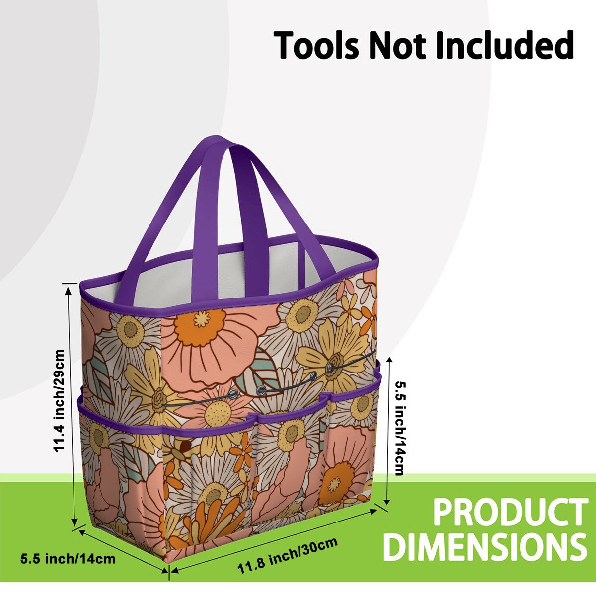 70s Floral Pink Orange Garden Tool Bag