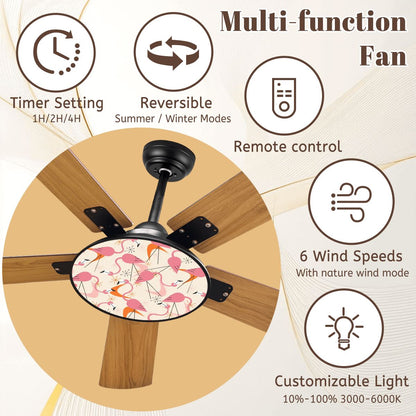 Quirky Dancing Flamingos Palm Springs Cali Style Mid Century Modern Ceiling Fan With Light - Mid Century Modern Gal