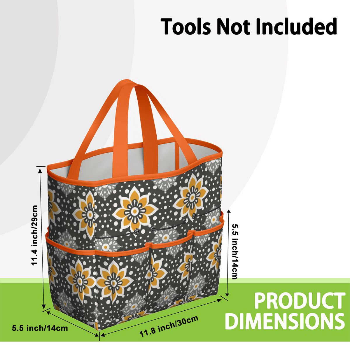 Floral Bohemian Retro Gray Yellow Modern Garden Tool Bag