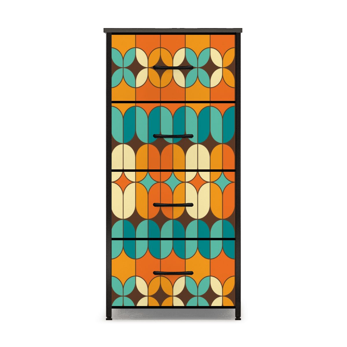 Mid Century Modern Orange Teal 4-Drawer Dresser - Mid Century Modern Gal