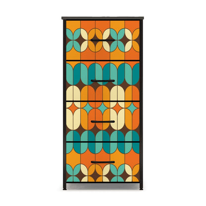 Mid Century Modern Orange Teal 4-Drawer Dresser - Mid Century Modern Gal