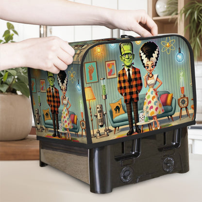 Frankenstein And Bride Kitschy Retro Kitchen 2 Slice Toaster Cover - Mid Century Modern Gal