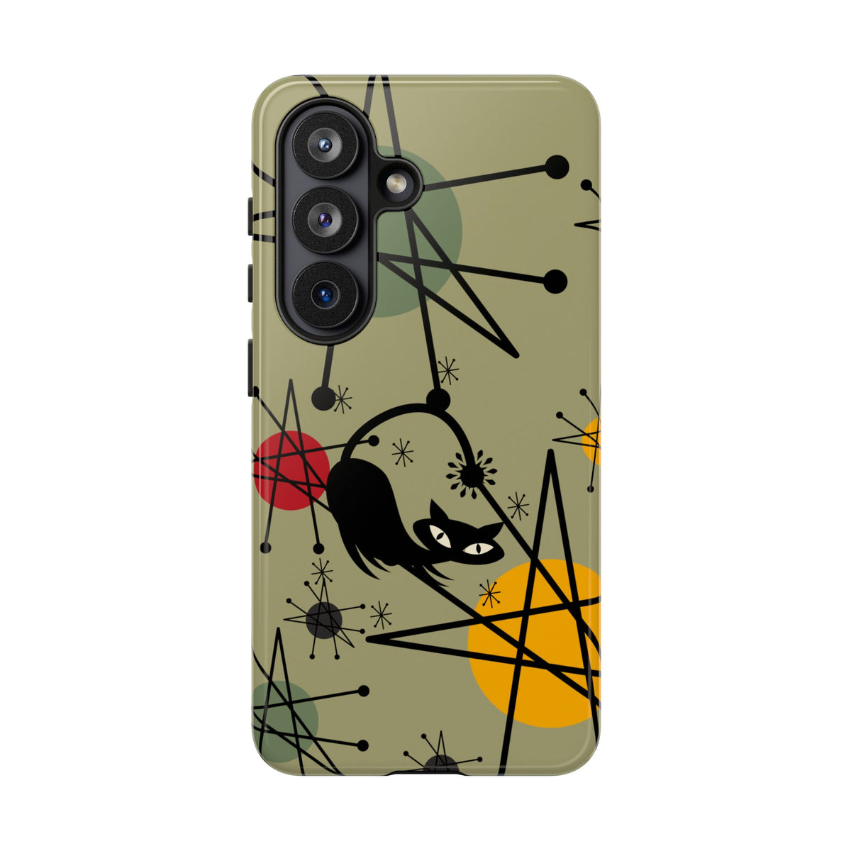 Mid Century Modern Atomic Cat, Retro Chic Groovy Mod Samsung, Smart Phone Tough Cases