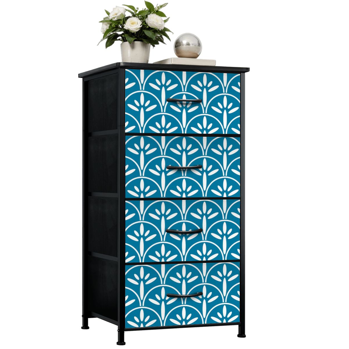 Mid Century Modern Stylish Art Deco Teal and White MCM 4-Drawer Dresser - Mid Century Modern Gal
