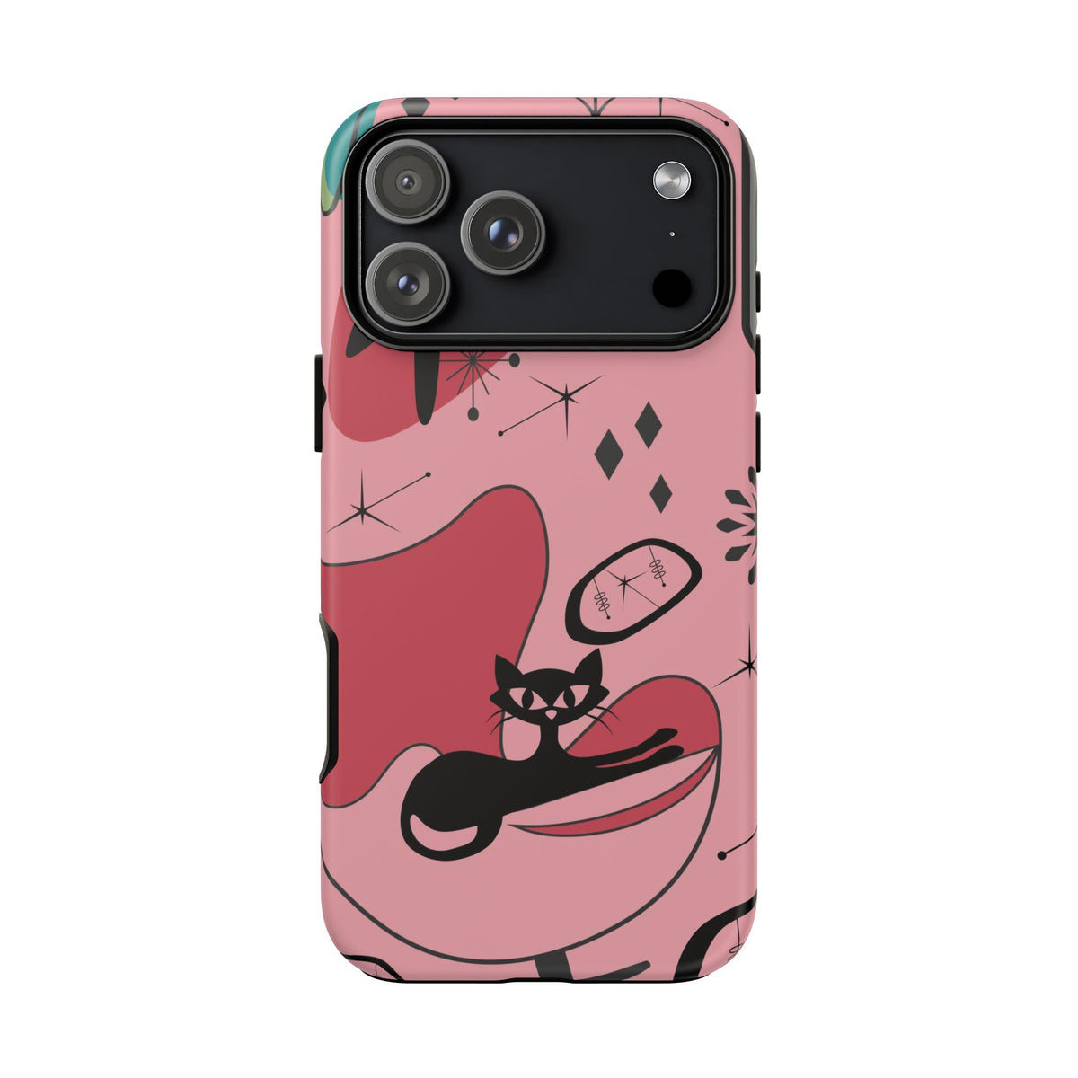 Atomic Cat, Pink Mid Century Modern, Egg Chair, Space Cat Tough Phone Case