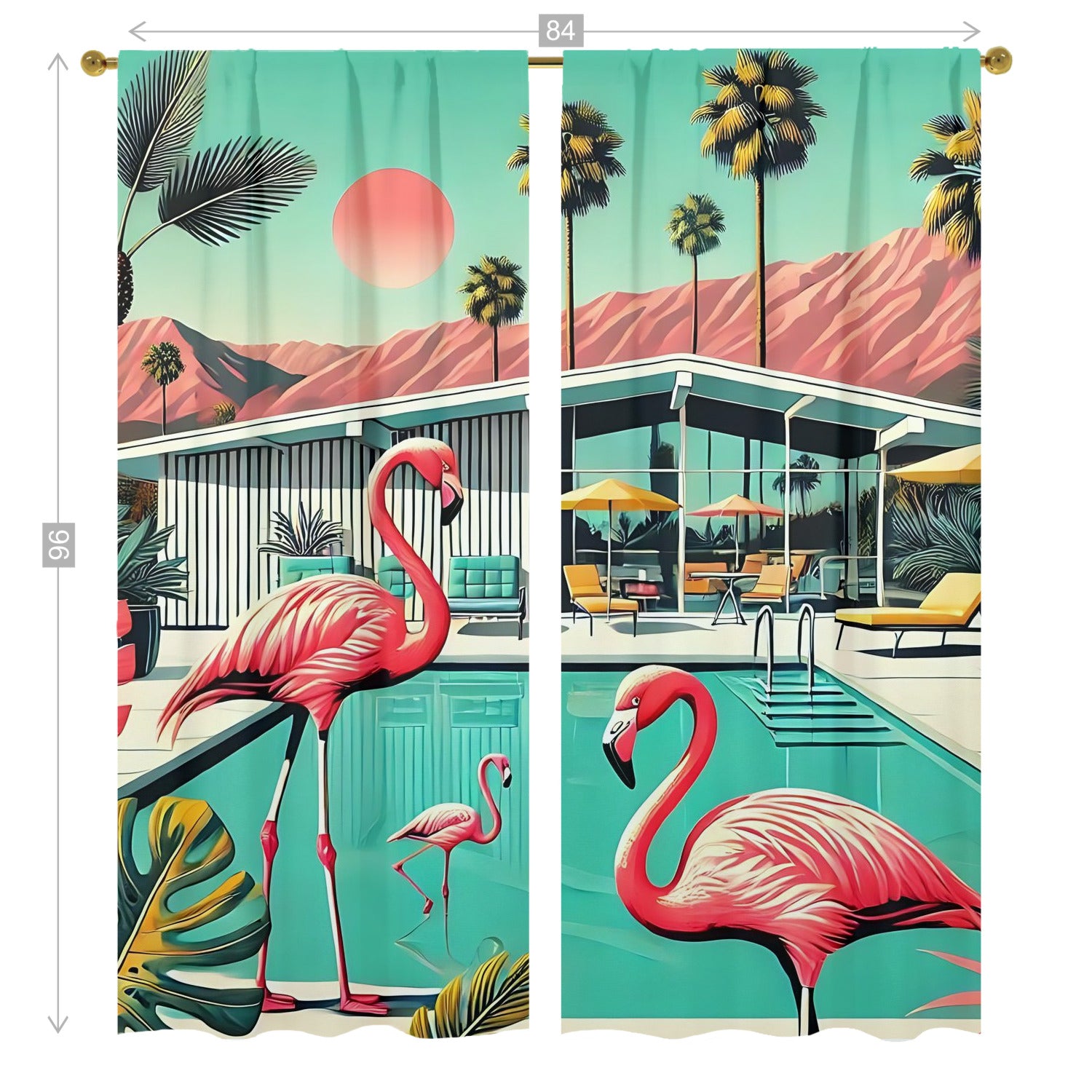 50s Palm Springs California Kitschy Mid Century Modern Window Curtains (two panels)