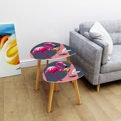 Mid Century Modern Flamingo Nesting Tables, Cocktail Tables, Mid Century Modern Barware Triangle Coffee Table Set of 2 - Mid Century Modern Gal