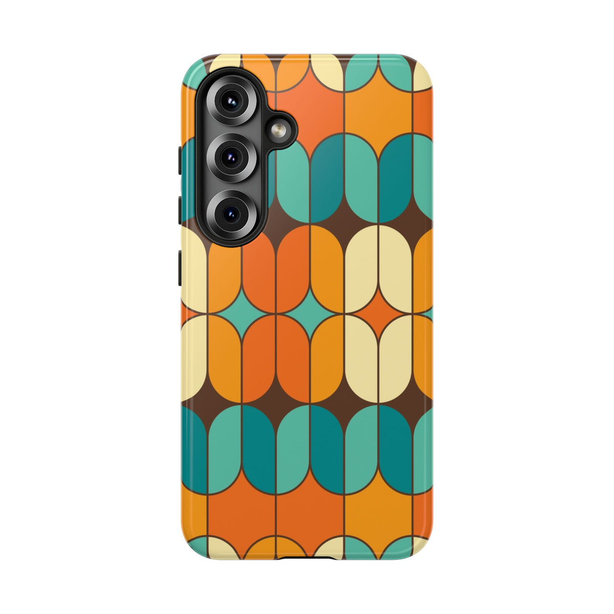 Mid Century Modern Orange, Teal Geometric Mod Designed Tough Phone Case