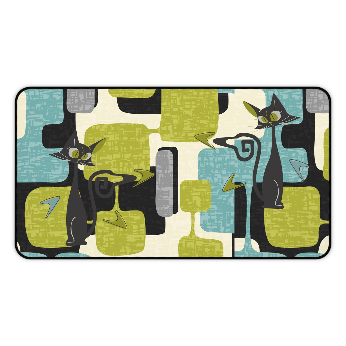 Atomic Cat Desk Mat - Retro Home Office Decor, Gift for Cat Lovers, Unique Mouse Pad, Fun Desk Accessories, Vintage Style Desk Mat - Mid Century Modern Gal
