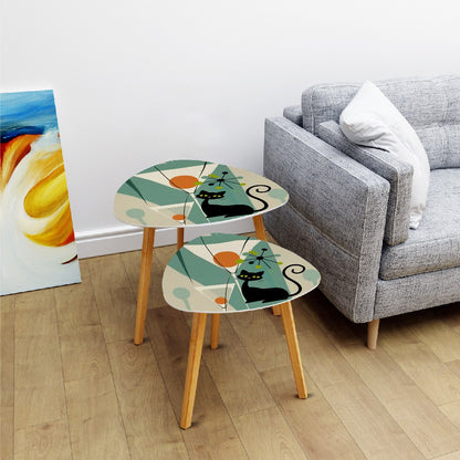 Atomic Cat Martini Cocktail Hour, Kitschy Mid Century Modern Nesting Tables - Mid Century Modern Gal