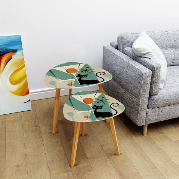 Atomic Cat Martini Cocktail Hour, Kitschy Mid Century Modern Nesting Tables