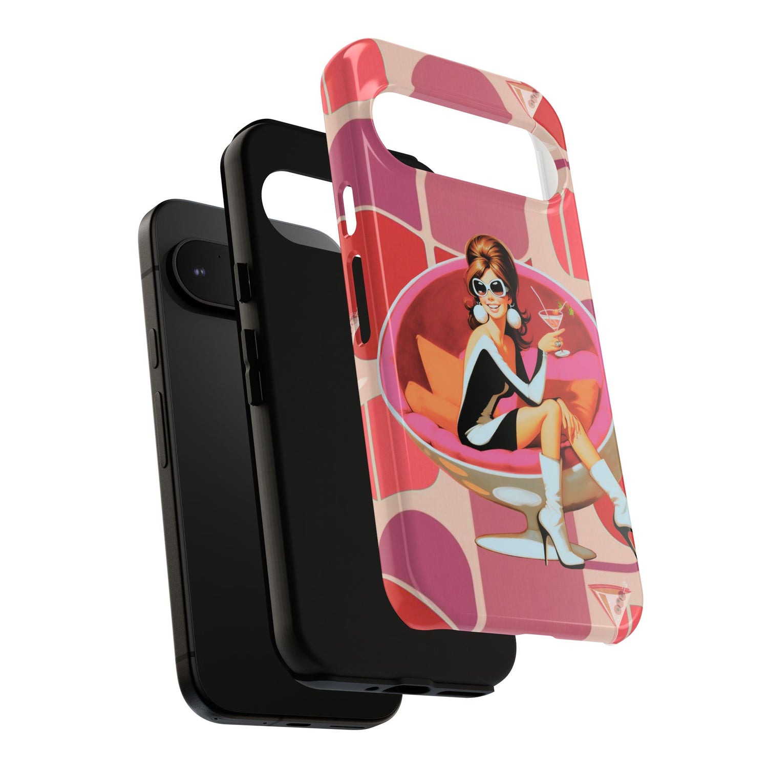 Mid Mod 60s Mod Gal, Kick Back Enjoy, Retro Chic Phone Case with Cocktail Design