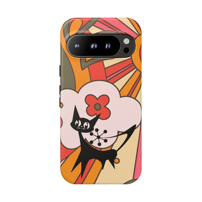 Atomic Cat, Retro Sunburst, Groovy Mod Smart Phone Tough Phone Cases