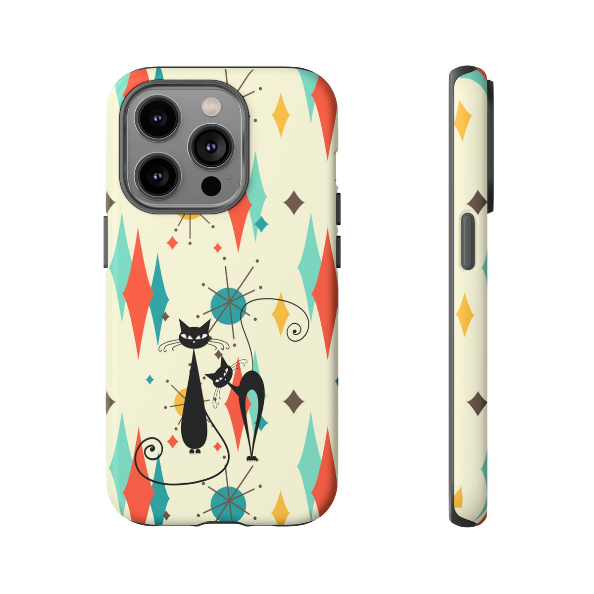 Atomic Kitty Cat, Mid Mod Franciscan Pattern, Kitsch Tough Phone Cases